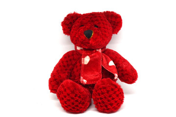 Object - Red Teddy Bear isolated white background - for christmas and new year