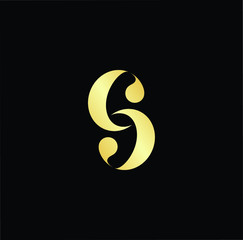 Outstanding professional elegant trendy awesome artistic black and gold color S CC initial based Alphabet icon logo.