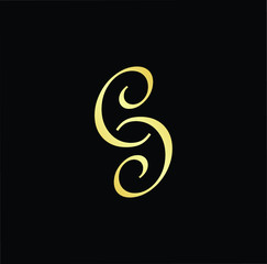 Outstanding professional elegant trendy awesome artistic black and gold color CC S SC CS initial based Alphabet icon logo.