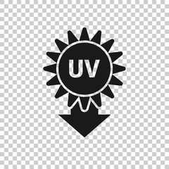 UV radiation icon in flat style. Ultraviolet vector illustration on white isolated background. Solar protection business concept.