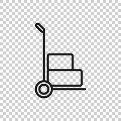 Cargo trolley icon in flat style. Delivery box vector illustration on white isolated background. Box shipping business concept.