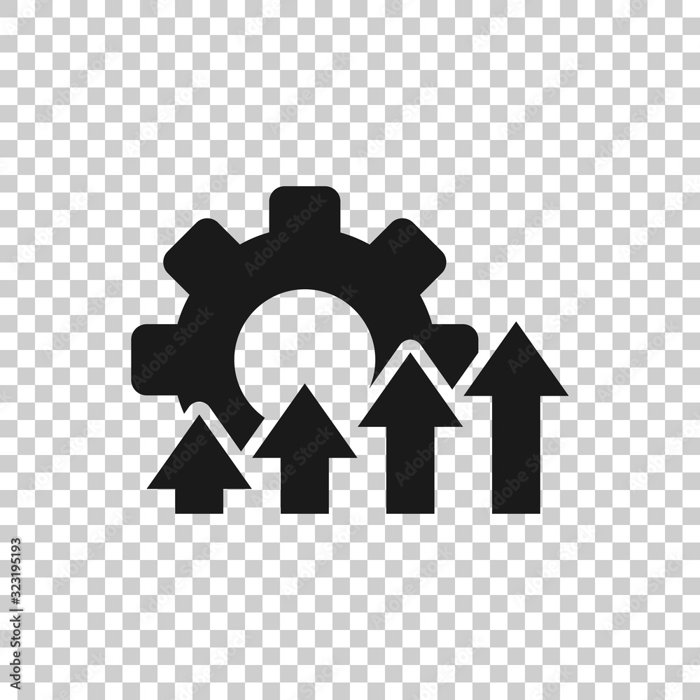 Wall mural Improvement icon in flat style. Gear project vector illustration on white isolated background. Productivity business concept.