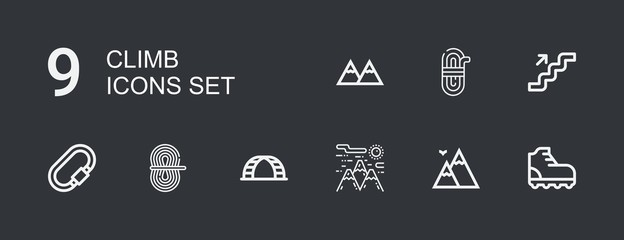 Editable 9 climb icons for web and mobile