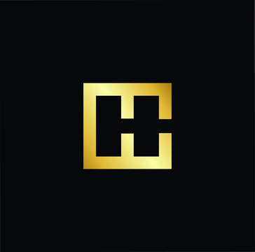 Outstanding professional elegant trendy awesome artistic black and gold color CH HC initial based Alphabet icon logo.