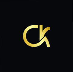 Outstanding professional elegant trendy awesome artistic black and gold color CK KC initial based Alphabet icon logo.