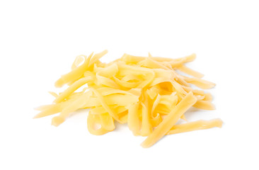 Pile of grated cheese isolated on white