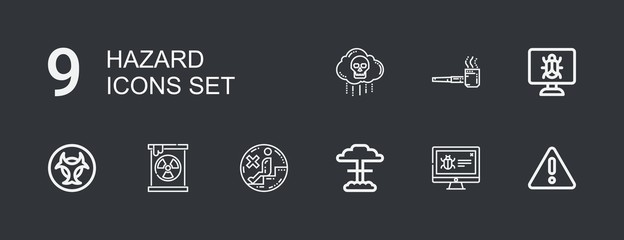 Editable 9 hazard icons for web and mobile