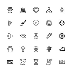 Editable 25 celebration icons for web and mobile