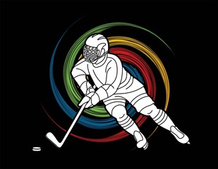 Fototapeta premium Ice Hockey player action cartoon sport graphic vector.