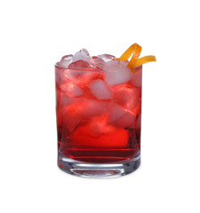 Fresh alcoholic Negroni cocktail isolated on white