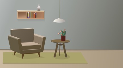 simple home interior , isometric vector drawing