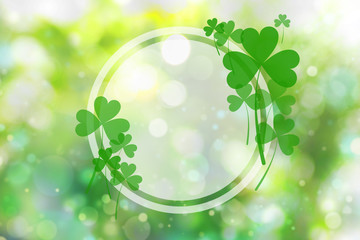 Beautiful design with clover leaves, bokeh effect. St Patrick's day