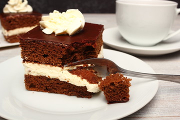 Cream Pie. Chocolate Sponge Cake filled with whipped cream.