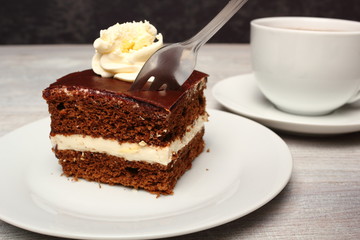Cream Pie. Chocolate Sponge Cake filled with whipped cream.