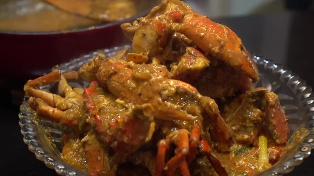 Big Serving dish of famous sesafood Singapore chilli crab