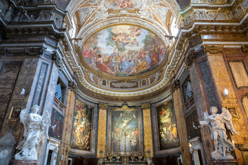 Fototapeta na wymiar Panoramic view of interior of Sant'Andrea delle Fratte