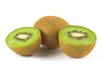 Fototapeta premium New Zealand green kiwi fruit isolated on white background.
