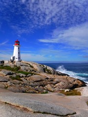 Fototapeta na wymiar North America, Canada, Province of Nova Scotia, lighthouse of Peggy's Cove Harbor City