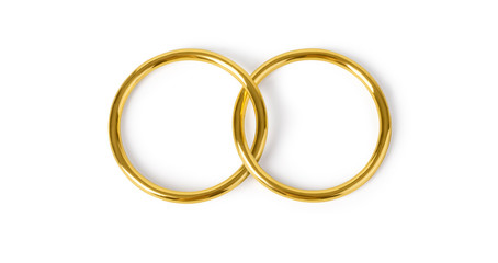 Golden rings isolated on white