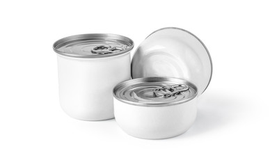  metal white tin can on white background