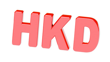 Hong Kong dollar sign in white background. 3D Illustration.