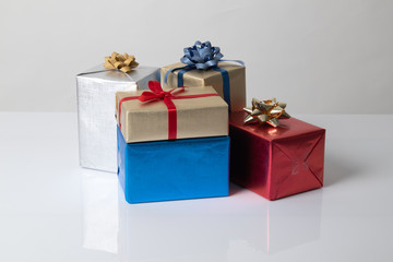 Pile of various size and color gift boxes