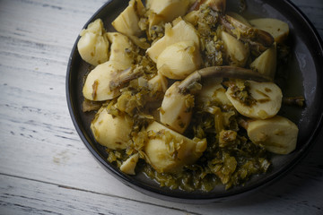 Stir fried mushrooms with preserved vegetables