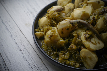 Stir fried mushrooms with preserved vegetables