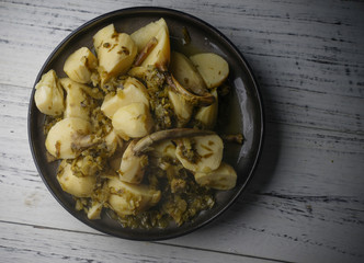 Stir fried mushrooms with preserved vegetables