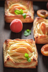 Juicy puff pastry topped with powdered sugar