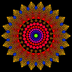 Geometris mandala vektor with flower motifs