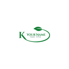 K initial letter round leaf logo template