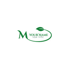 M initial letter round leaf logo template