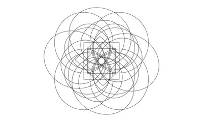 The circular pattern, geometric mandala. black and white illustration. geometric shapes. 