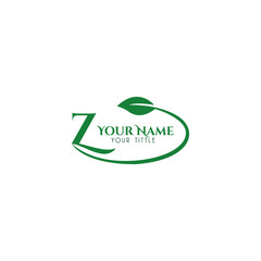 Z initial letter round leaf logo template
