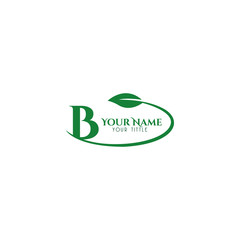 B initial letter round leaf logo template