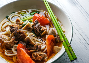 A bowl of braised beef noodles