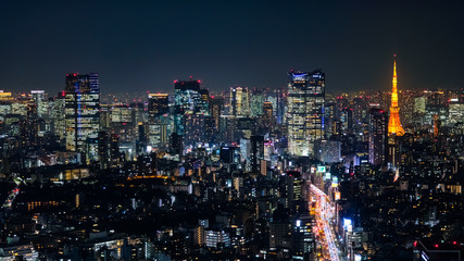 Obraz premium 東京 渋谷スクランブルスクエア 展望台からの夜景