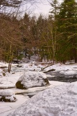 Fototapeta na wymiar frozen river in the forest