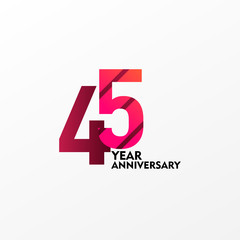 45 Years Anniversary Celebration Vector Template Design Illustration