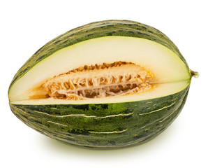 Cut tasty melon on a white background.