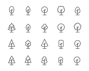 set of tree icons, forest, nature