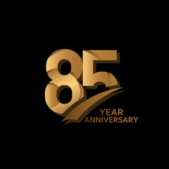 85 Years Gold Elegant Anniversary Celebration Vector Template Design Illustration