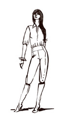 sketch of girl in a dress