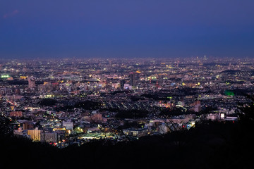 東京 高尾山 かすみ台展望台からの夕景