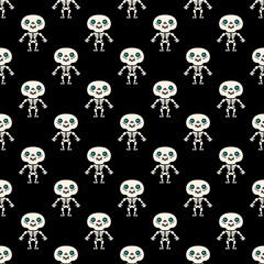 Seamless pattern with skeletons. Decorative seamless vector template for children's clothing design, interior, Wallpaper, postcards, banners, home decoration.