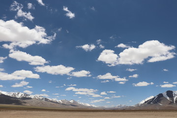 landscape with mountains and blue sky