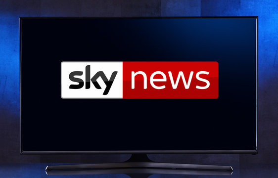 Flat-screen TV Set Displaying Logo Of Sky News