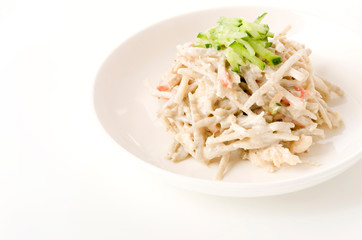 ゴボウと茹で鶏のサラダ