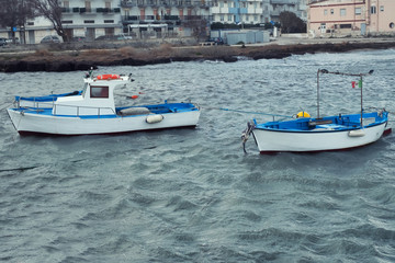 Fototapeta na wymiar Fishermens boats, Puglia, Southern Italy